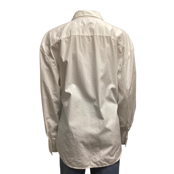 Ralph Lauren white cotton button-up shirt integrated tie-front detail XL - Picture 3 of 6